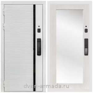 Входные двери с двумя петлями, Умная входная смарт-дверь Армада Каскад WHITE МДФ 10 мм Kaadas K9 / МДФ 16 мм ФЛЗ-Пастораль, Дуб белёный