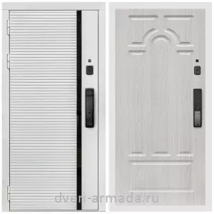 Входные двери с двумя петлями, Умная входная смарт-дверь Армада Каскад WHITE МДФ 10 мм Kaadas K9 / МДФ 6 мм ФЛ-58 Дуб белёный