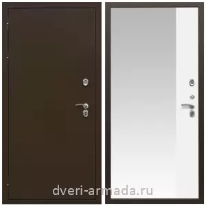 С порошковым напылением, Дверь входная уличная в дом Армада Термо Молоток коричневый/ МДФ 16 мм ФЛЗ Панорама-1 Белый матовый