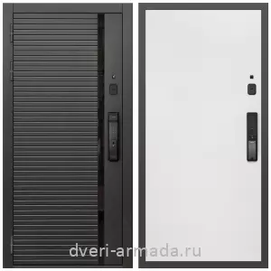 Двери МДФ для квартиры, Умная входная смарт-дверь Армада Каскад BLACK МДФ 10 мм Kaadas K9 / МДФ 10 мм Гладкая Белый матовый