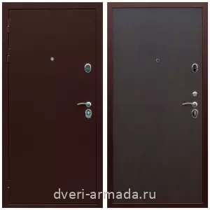 Глухие, Глухая металлическая недорогая дверь входная Армада Люкс Антик медь / МДФ 6 мм ПЭ Венге