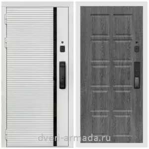 Двери МДФ для квартиры, Умная входная смарт-дверь Армада Каскад WHITE МДФ 10 мм Kaadas K9 / МДФ 10 мм ФЛ-38 Дуб Филадельфия графит