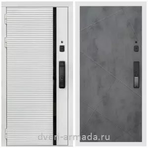 Двери МДФ для квартиры, Умная входная смарт-дверь Армада Каскад WHITE МДФ 10 мм Kaadas K9 / МДФ 10 мм ФЛ-291 Бетон темный