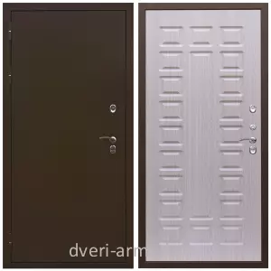 С порошковым напылением, Дверь недорогая входная в дом с утеплением Армада Термо Молоток коричневый/ МДФ 16 мм ФЛ-183 Дуб белёный в коридор