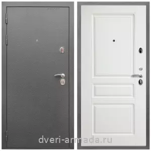 МДФ гладкая, Дверь входная Армада Оптима Антик серебро / МДФ 16 мм ФЛ-243 Белый матовый