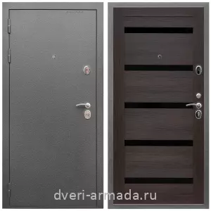 Входные двери с двумя петлями, Дверь входная Армада Оптима Антик серебро / МДФ 16 мм СБ-14 Эковенге стекло черное