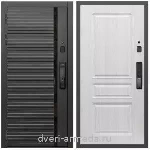 Двери МДФ для квартиры, Умная входная смарт-дверь Армада Каскад BLACK МДФ 10 мм Kaadas K9 / МДФ 16 мм ФЛ-243 Дуб белёный