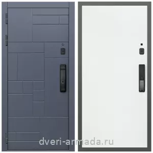 Входные двери с двумя петлями, Умная входная смарт-дверь Армада Аккорд МДФ 10 мм Kaadas K9 / МДФ 10 мм Гладкая Белый матовый