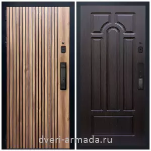 Двери МДФ для квартиры, Умная входная смарт-дверь Армада Вектор МДФ 10 мм Kaadas K9 / МДФ 16 мм ФЛ-58 Венге