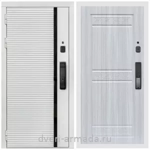 Входные двери с двумя петлями, Умная входная смарт-дверь Армада Каскад WHITE МДФ 10 мм Kaadas K9 / МДФ 10 мм ФЛ-242 Сандал белый
