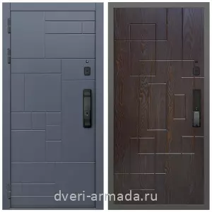 Входные двери с двумя петлями, Умная входная смарт-дверь Армада Аккорд МДФ 10 мм Kaadas K9 / МДФ 16 мм ФЛ-57 Дуб шоколад