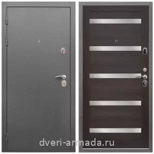 МДФ гладкая, Дверь входная Армада Оптима Антик серебро / МДФ 16 мм СБ-14 Эковенге стекло белое