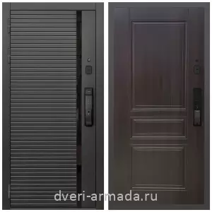 Входные двери с двумя петлями, Умная входная смарт-дверь Армада Каскад BLACK МДФ 10 мм Kaadas K9 / МДФ 6 мм ФЛ-243 Эковенге