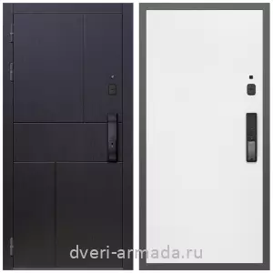 Двери МДФ для квартиры, Умная входная смарт-дверь Армада Оникс МДФ 10 мм Kaadas K9 / МДФ 10 мм Гладкая Белый матовый