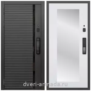 Входные двери 2050 мм, Умная входная смарт-дверь Армада Каскад BLACK МДФ 10 мм Kaadas K9 / МДФ 16 мм ФЛЗ-Пастораль, Белый матовый