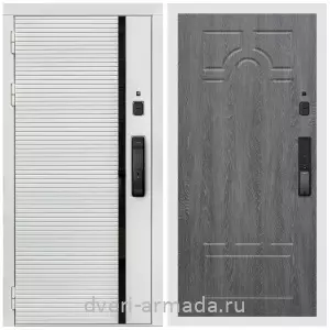 Входные двери с двумя петлями, Умная входная смарт-дверь Армада Каскад WHITE МДФ 10 мм Kaadas K9 / МДФ 6 мм ФЛ-58 Дуб Филадельфия графит