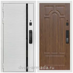Входные двери с двумя петлями, Умная входная смарт-дверь Армада Каскад WHITE МДФ 10 мм Kaadas K9 / МДФ 6 мм ФЛ-58 Мореная береза