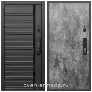 Входные двери с двумя петлями, Умная входная смарт-дверь Армада Каскад BLACK МДФ 10 мм Kaadas K9 / МДФ 6 мм ПЭ Цемент темный