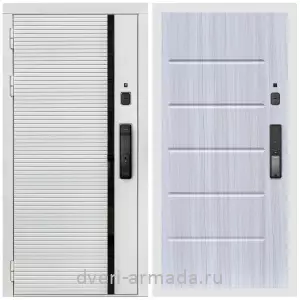 Входные двери с двумя петлями, Умная входная смарт-дверь Армада Каскад WHITE МДФ 10 мм Kaadas K9 / МДФ 10 мм ФЛ-102 Сандал белый