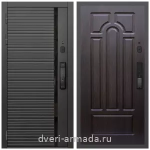 Двери МДФ для квартиры, Умная входная смарт-дверь Армада Каскад BLACK МДФ 10 мм Kaadas K9 / МДФ 16 мм ФЛ-58 Венге